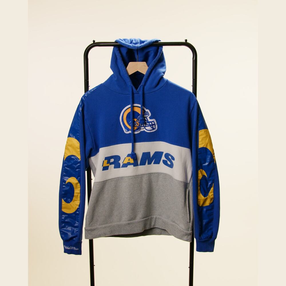 Mitchell & Ness Los Angeles Rams Men’s M Blue Gray Pullover Hoodie NFL